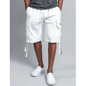Voor heren Cargoshorts Sweat short Korte broek korte broek Trekkoord Elastische taille Meerdere zakken Effen Comfort Sport Knielengte Yoga Dagelijks Modieus St