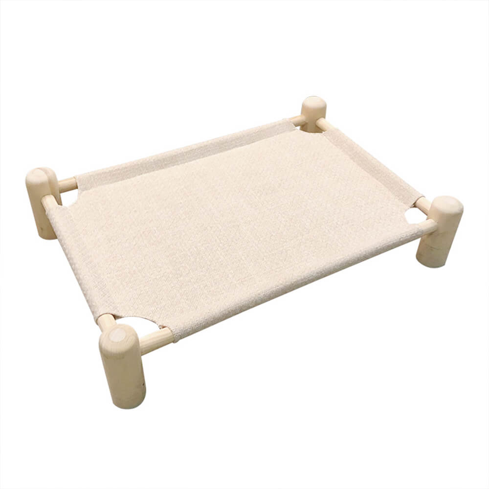 Linen and Wooden Elevated Dog Bed, Linen Wooden Bed