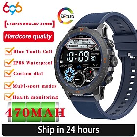 696 LC313 Slimme horloge 1.43 inch(es) Slimme armband Smartwatch Bluetooth Stappenteller Gespreksherinnering Slaaptracker Compatibel met: Android iOS Heren Han