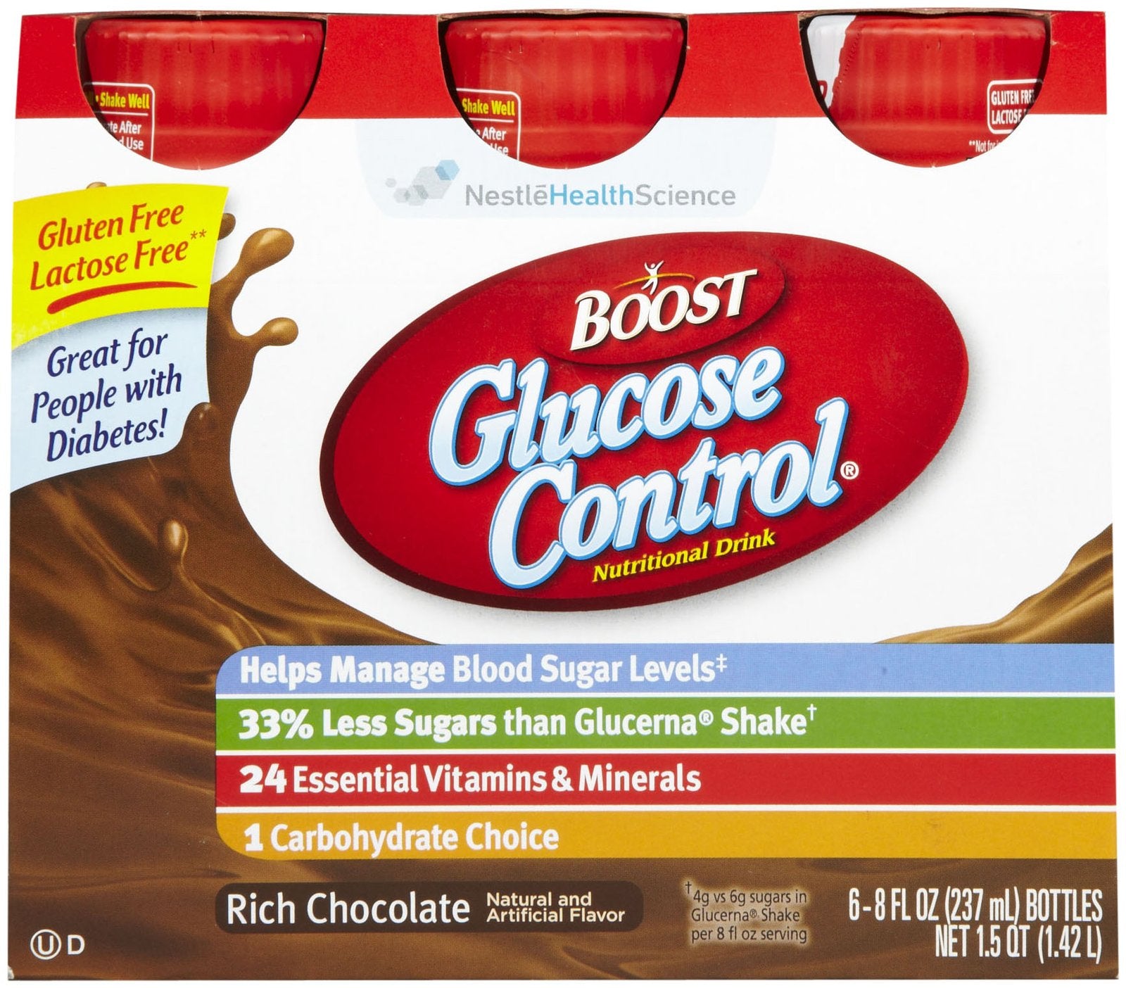 Boost Glucose Control Oral Supplement, Creamy Strawberry, 8 oz Bottle, 1 Each - Each