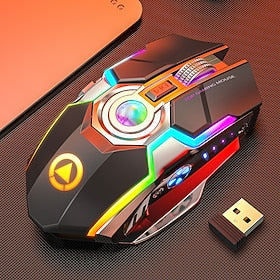a5 genopladelig trådløs mus gaming rgb lysende mute lydløs farverig computer gaming mus