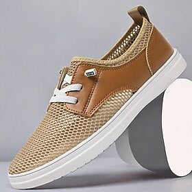 Homens Tênis Imprimir sapatos Sapatos brancos Com Transparência Microfibra Confortável Antiderrapante Com Cadarço Preto Branco Marron