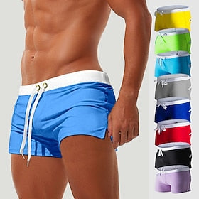 Homens Bermuda de Surf Shorts de Natação Calção Justo de Natação Com Cordão com forro de malha Bolso Com Zíper Côr Sólida Secagem Rápida Confortável Feriado Pi