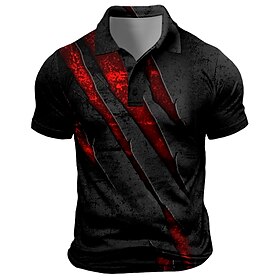 Claw Marks Men's Sportswear Print Polo Shirt Waffle Polo Shirt Party Outdoor Street Polyester Short Sleeve Turndown Polo Shirts Black Blue Summer Spring S M L