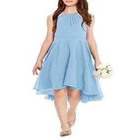 Infantil Para Meninas Vestido de festa Côr Sólida Sem Manga Aniversário Ocasião Especial festa de Natal Moda Adorável Diário Poliéster Verão Primavera 2-12 ano