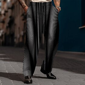 Men's Dress Pants 3D Print Graphic Full Length Business Casual Simple Black Wine Inelastic