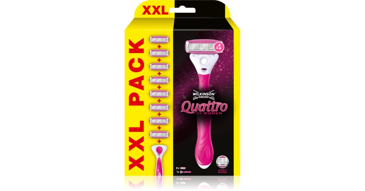 Wilkinson Sword Quattro da donna Aloe & Vitamina E rasoio + testina di ricambio 8 pezzi