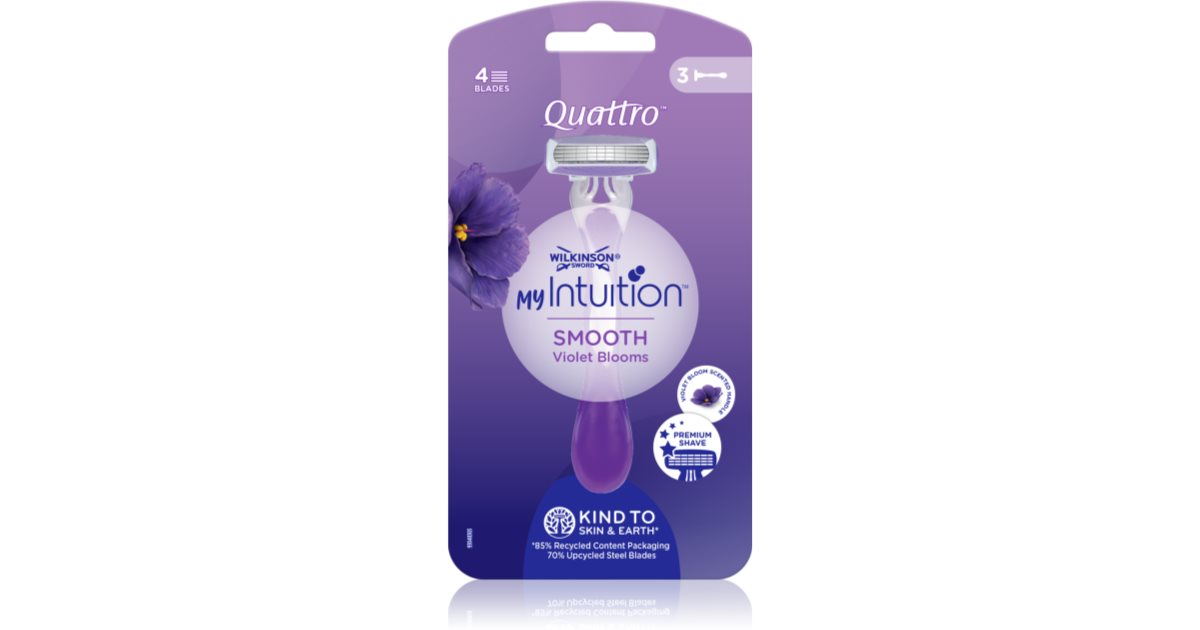 Wilkinson Sword Rasoirs jetables My Intuition pour femmes, 3 pièces, Violet Blooms