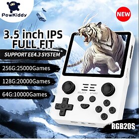 POWKIDDY RGB20S with Built-in Games,3.5 Inch IPS Screen Game Player, Christmas Gifts for Children's Friends