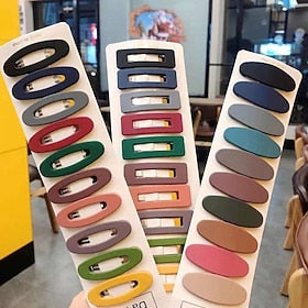 10pcs Hair Clip Simple Bb Clip Side Clip Candy Color Oval Frosted