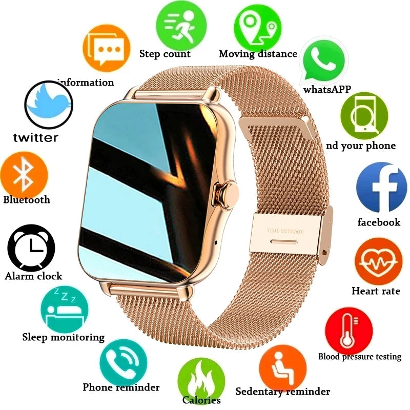 New Color Screen Smart watch Ladies men Full touch fitness tracker Blood pressure smart clock lady smartwatch Women+Box