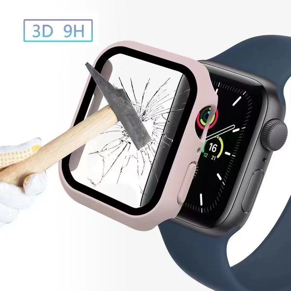 360 Full Screen Protector Cases i Watch Bumper Frame PC Hard Case With Tempered Glass Film For watch series Cover without retail package
