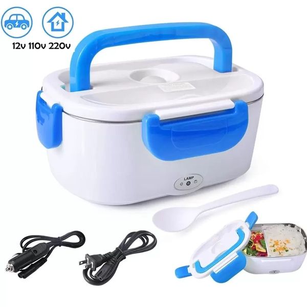 Electric Heated Lunch Boxes 220V 12V Portable Electric Heating LunchBox Food-Grade meal Container Food Warmer For Kids 4 Buckles Dinnerware