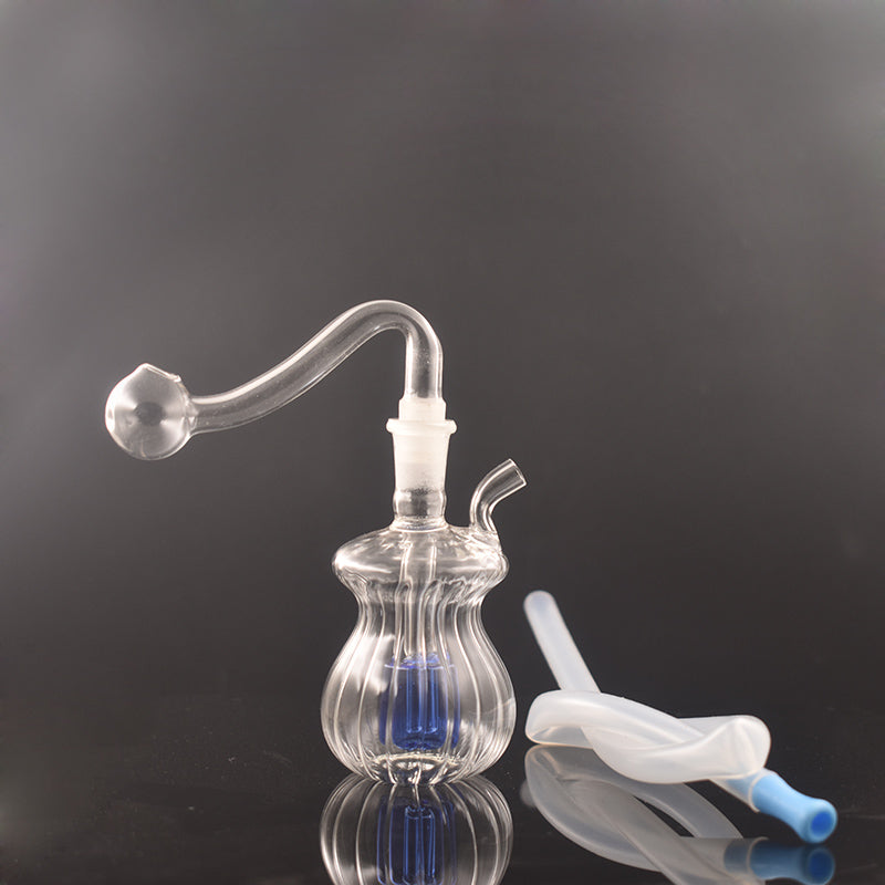 Portable Mini Bottle Glass Beaker Bong Birdcage Perc Travel Bubbler Water Bongs Recycler Dab Rigs with 10mm Male Glass Oil Burner Pipe