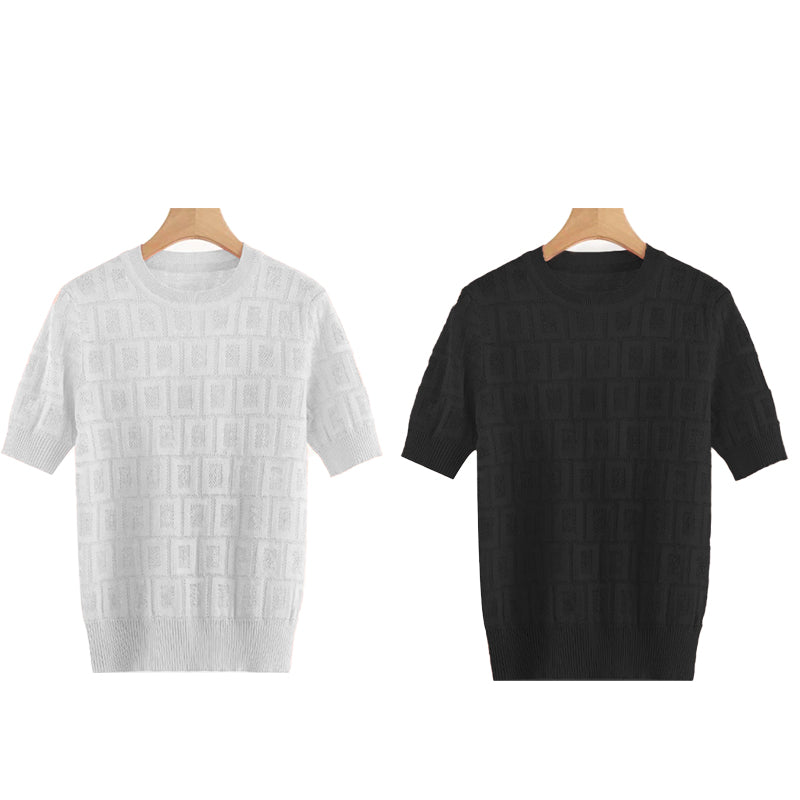 Women&#039;s Short sleeve Sweater Designer Shirt Cardigan clothing 2022 knitting hollowed out spring summer letter high fashion products lapel cloth