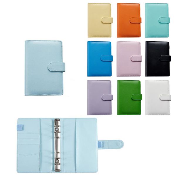 14 colors Empty Loose Leaf Notebook A6 Binders Filing Supplies 13x19cm PU Cover Spiral File Notepad Cover Folder Budget Planners Binder with