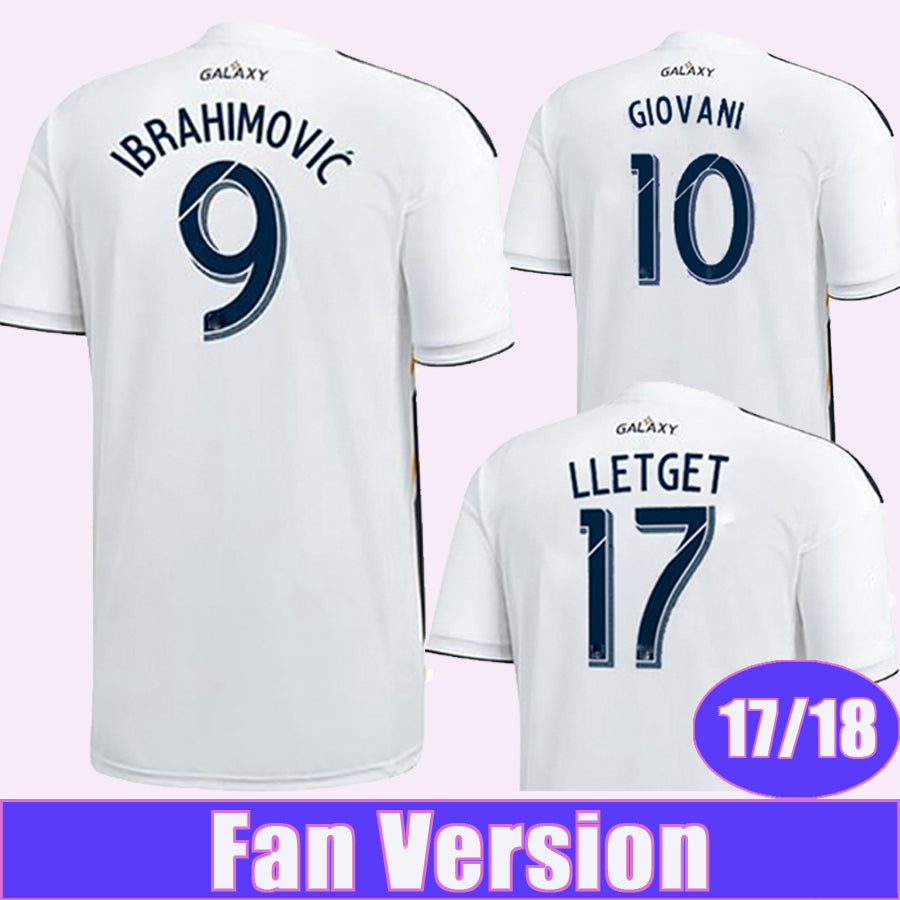 17 18 LA Galaxy Galaxy IBRAHIMOVIC Soccer Jersey GIOVANI ALESSANDRINI Home White Football Shirts LETGET Jerseys Men Uniform