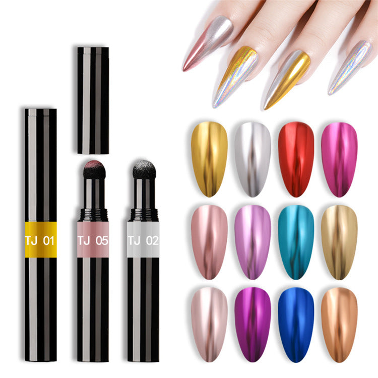 Nail Glitter Metal Nails Mirror Powder Magic Cushion Pen Shiny Gold Silver Fine Chrome Flakes Pigment DIY Beauty Tools