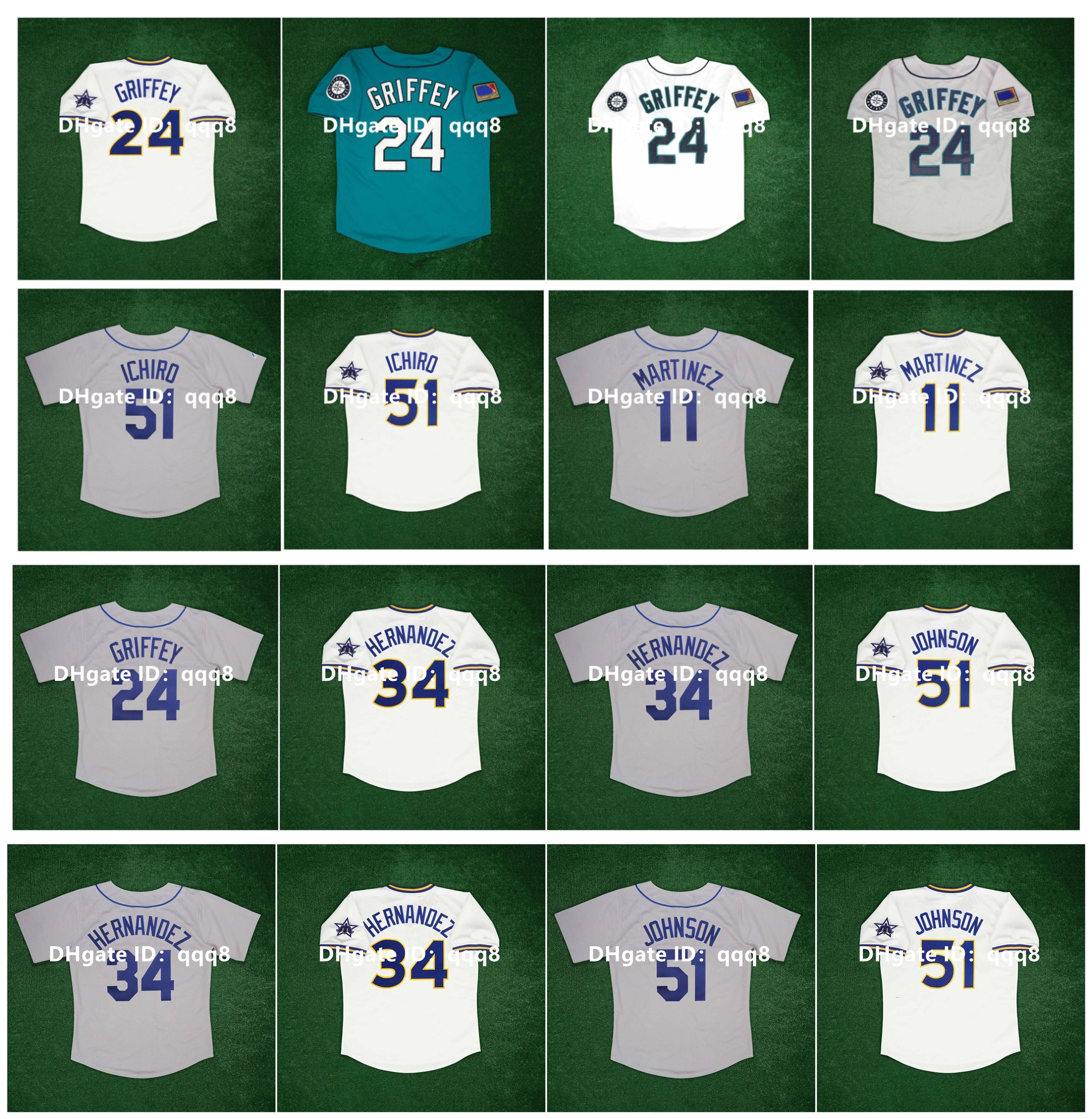 1989 1997 Vintage Baseball Jersey Ken Griffey Jr Ichiro Suzuki Jay Buhner Edgar Martinez Omar Vizquel Felix Hernandez Randy Johnson White Size S-XXX