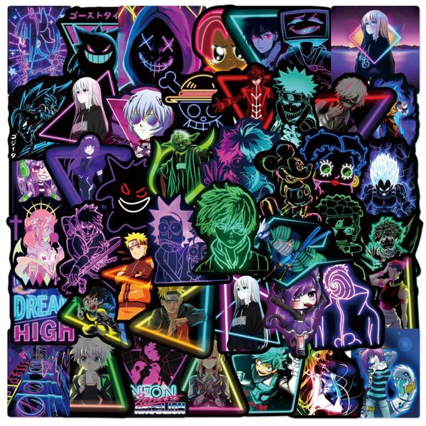 50Pcs-Lot Neon sticker Mix Anime My Hero Academia Graffiti Stickers Car Computer Phone Bike Laptop Cool Waterproof Sticker