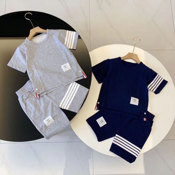 22SS child designer clother sets sports letter childrens kids short sleeve T-shirt shorts set suit brand boys clothing cotton tees Z250206