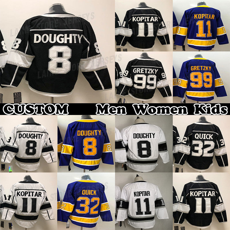 11 Anze Kopitar Jersey 8 Drew Doughty 32 Jonathan Quick 33 Viktor Arvidsson 23 Dustin Brown 99 Wayne Gretzky Custom Mens Womens Youth Any Name Any N