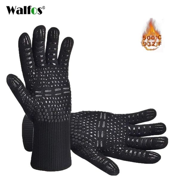 WALFOS BBQ Gloves High Temperature Oven Gloves Insulated Durable Fire Resistant BBQ Heat Insulated Microwave Gloves 220510