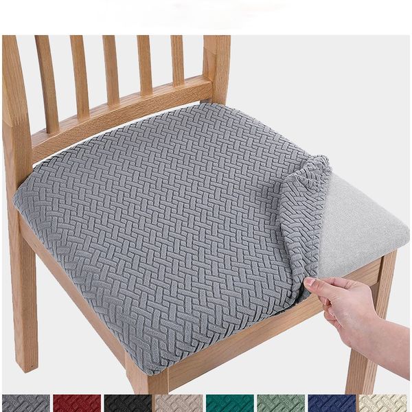 Removable Dining Chair Seat Cover Plaid Velvet Home Jacquard Elastic Dust-proof Stool Covers Diningroom Kitchen Living Room Chair LT0114