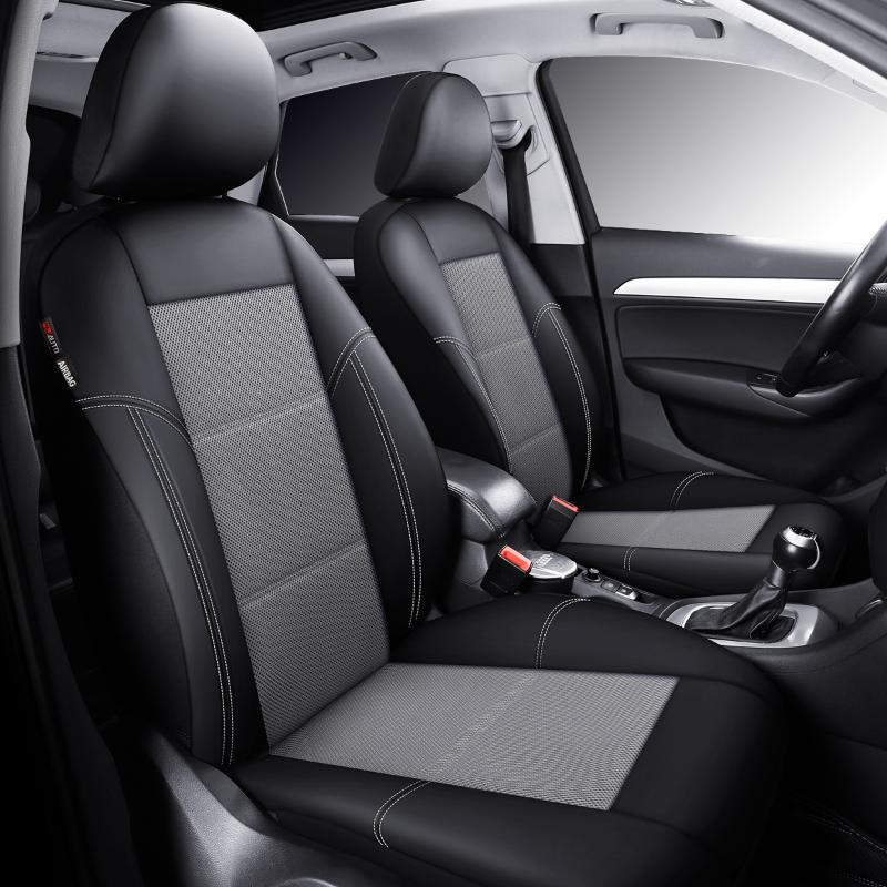 Car Seat Covers High Quality PU Leather And Mesh Cover Full Set In 9pcs Universal Fit For Cars Trucks Vans &amp; SUVs Airbag Compatible