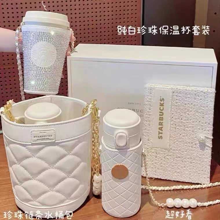 Starbucks cup 2021 summer happy camping pure white cup cover stainless steel insulated drinking cup notebook set