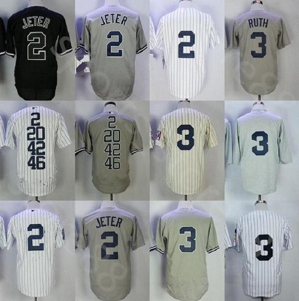 custom Men women youth new throwback Jersey 3 BABE RUTH 2 DEREK JETER baseball jersey