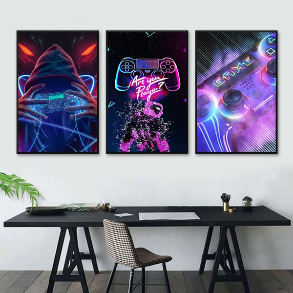 Play Game Canvas Painting Colorful Gamepad Posters and Prints Trendy Wall Art Gaming Room Boy&#039;s Bedroom Decorative Pictures