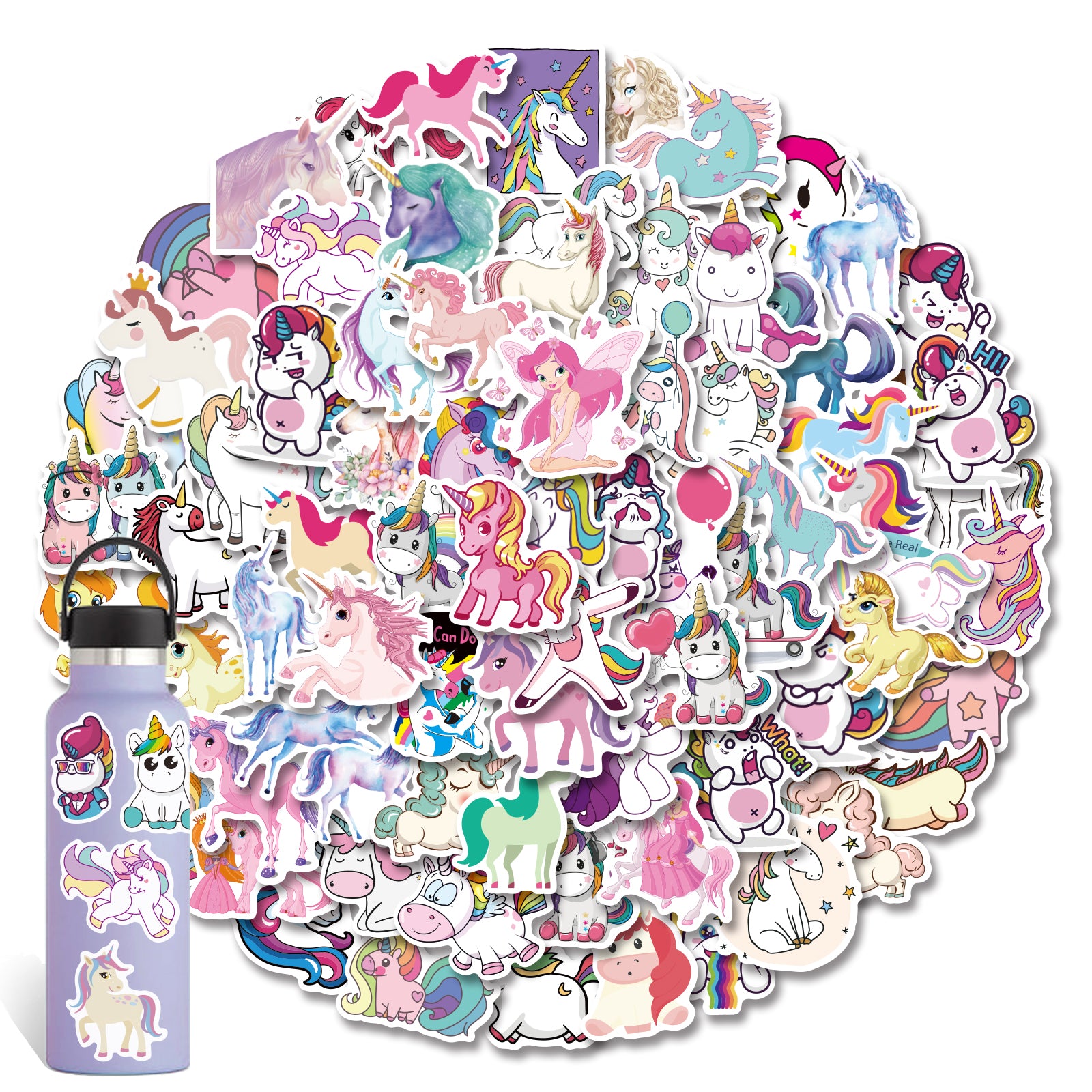 100PCS Lot Cartoon Unicorn Cute Anime Stickers For Kids Diy Water Bottle Laptop Diy Luggage Skateboard Phone Pencil Case Notebook Decals
