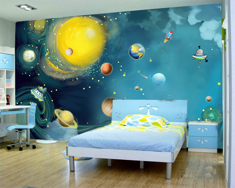 3D Painting Universe Printing Mural Photo Wallpaper Kids Bedroom Carton Wall Paper papel de parede infantil papel de parede 3d