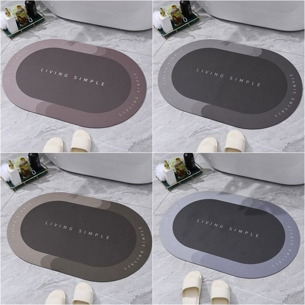 Quick Drying Shower Mat Absorbent Bathroom Rug Non-slip Entrance Doormat Nappa Skin Floor Bath Mats Carpet Tapis Salle De Bain 220401