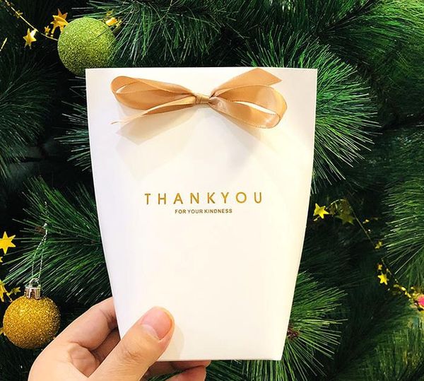 Thank You Gift Wrap Gift-Bag Wedding Birthiday Party Favours Bags Handmade Item Bag Candy Jewelry Necktie Pack Foldable Box SN4486