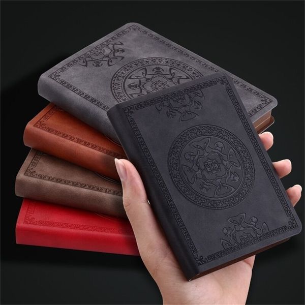 Portable mini notebook small notepad Exquisite printing book Students learn to write and office notebooks Leather A6 notebook 220401