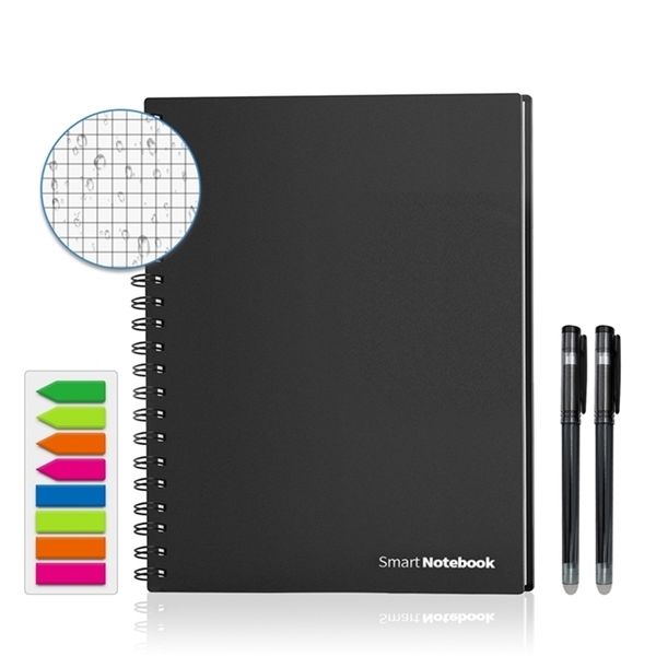 YeS A4 Wet Erasable Reusable Smart Writing Notebook Black Waterproof Paper Auto-Scan Customized Gift Wire Bound Spiral Notes 220401