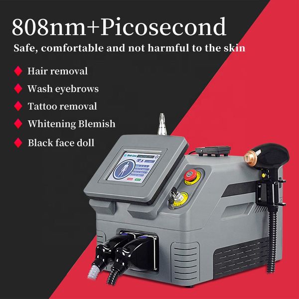 Salon Picosecond + 808 Diode Laser Hair Tattoo Removal Machine Q Switch Pico Laser Permanent Pigment Removal 1064nm 532nm 1320nm Beauty Equi