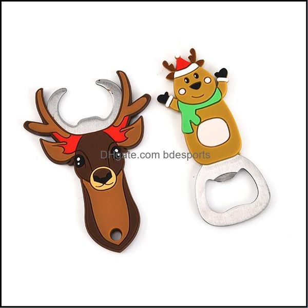 Portable Christmas Bottle Opener Creative Cartoon Stainless Steel Corkscrew Sile Openers Household Kitchen Tool Drop Delivery 2021 Tools Kit