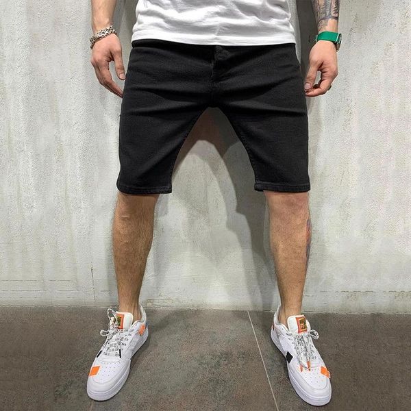 Mens Jeans SHUJIN Men Ripped Black Short Brand Clothing Bermuda Shorts Breathable Denim Male Destroyed Skinny Hole