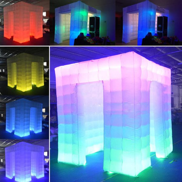 White Inflatable Cube Photo Booth portable photobooth Tent With Led Lighting For Party Wedding Event