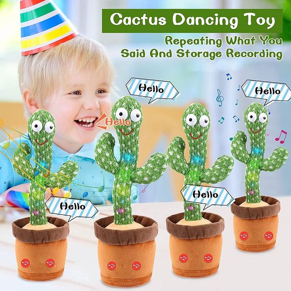 Singing Dancing Talking cactus Stuffed Plush Toy Electronic with song potted Early Education toys For kids Funny-toy 50pcs