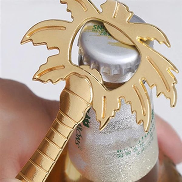 Sublimation 1Pc Bottle Coconut Tree Shape Soda Glass Cap Beer Palm Breeze Bottles Opener For Wedding Kitchen Tool Sier Gold Colo