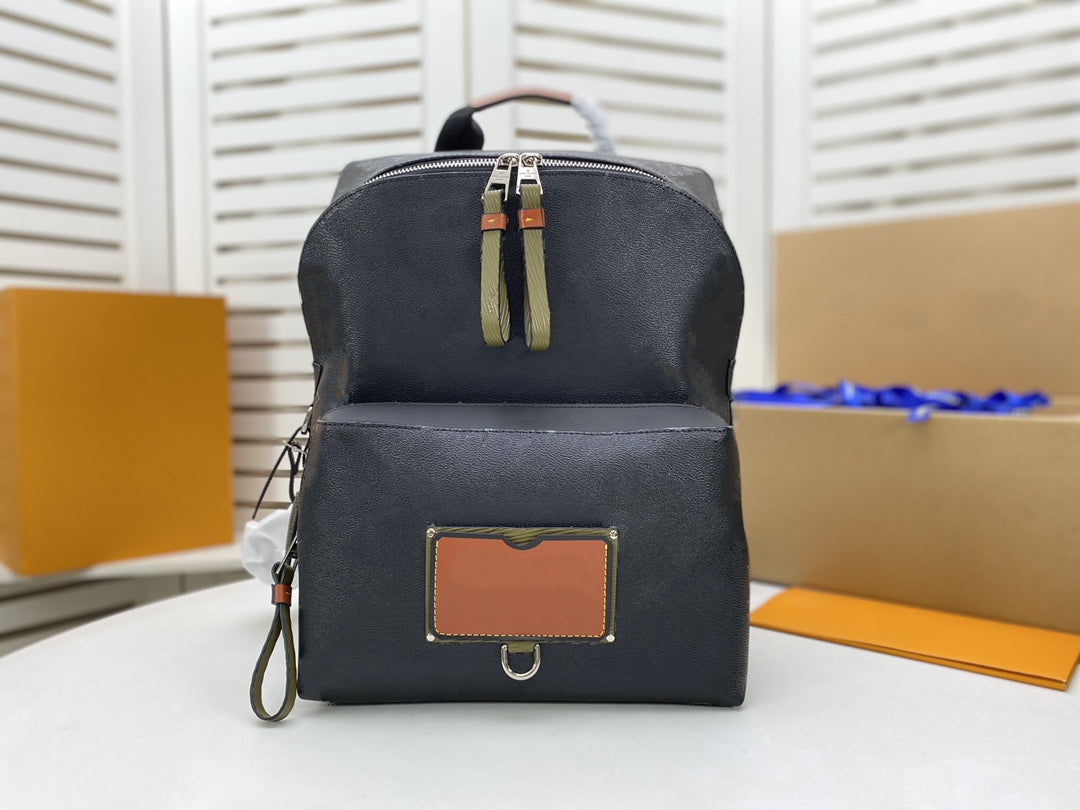 men bag Fashionable Retro Letters Men Backpacks Luxury Design Campus Style High-quality Leather Presbyopia Student FASHIONISTA Backpack