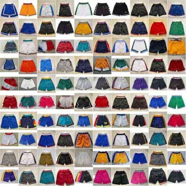 All Team Just Don Pockets Basketball Shorts Mesh Retro Sport Teal Hip-Pop Pants With Pocket Zipper Sweatpants Stitched Football Baseball Sho