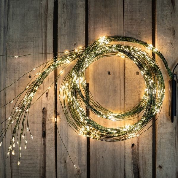 600 LED Green Cable Waterfall Lights Fairy String Christmas Lights for Curtain Outdoor Tree Garlands Holiday Wedding Party 220408