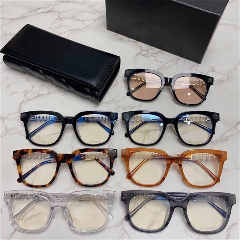 Sunglasses Xiaoxiang flat light mirror ch0748 gray large frame plate eyeglass female ins net red same box letter leg ZNX4