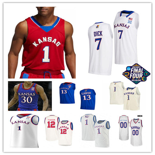 2022 Final Four Kansas Jayhawks KU Jersey Basketball Ochai Agbaji Christian Braun Jalen Wilson David McCormack Remy Martin Harris Jr.Lightfoot Pierc