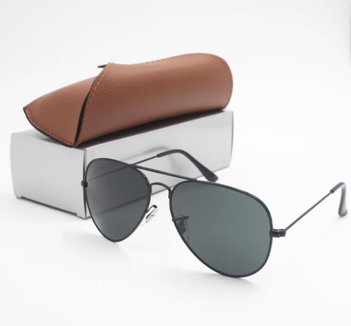 Designer Brand Classic Pilot Sunglasses Fashion Women Sun Glasses UV400 Gold Frame Green Mirror 58mm Men&#039;s 62mm Lens with Box